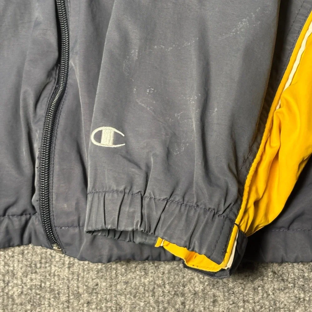 Champion Windbreaker Jacket Men's XL Gray‎ Yellow Colorblock Vintage